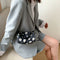 Daisy Flower Handbag Beach Women Canvas Chain Shoulder Bucket Bag (Black)
