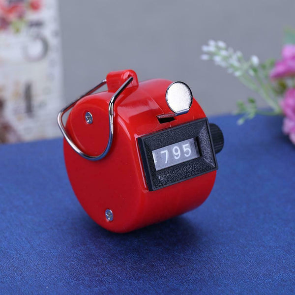 Clicker Counter 4 Digit Number Counters Plastic Shell Hand Held(Red)