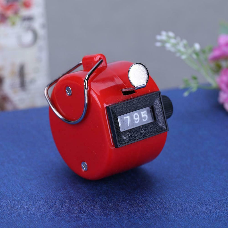 Clicker Counter 4 Digit Number Counters Plastic Shell Hand Held(Red)