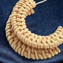Woven Rattan Hoop Earrings Handmade Wicker Braid Straw Knit Wire Drop Dangl
