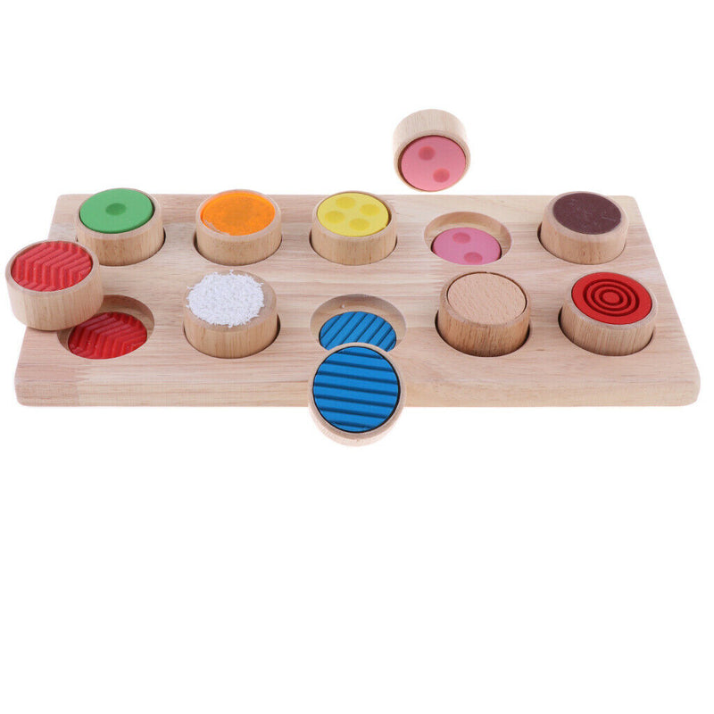 Wooden Textures Tactile Matching Board Sensory Memory Game for Baby Toddlers