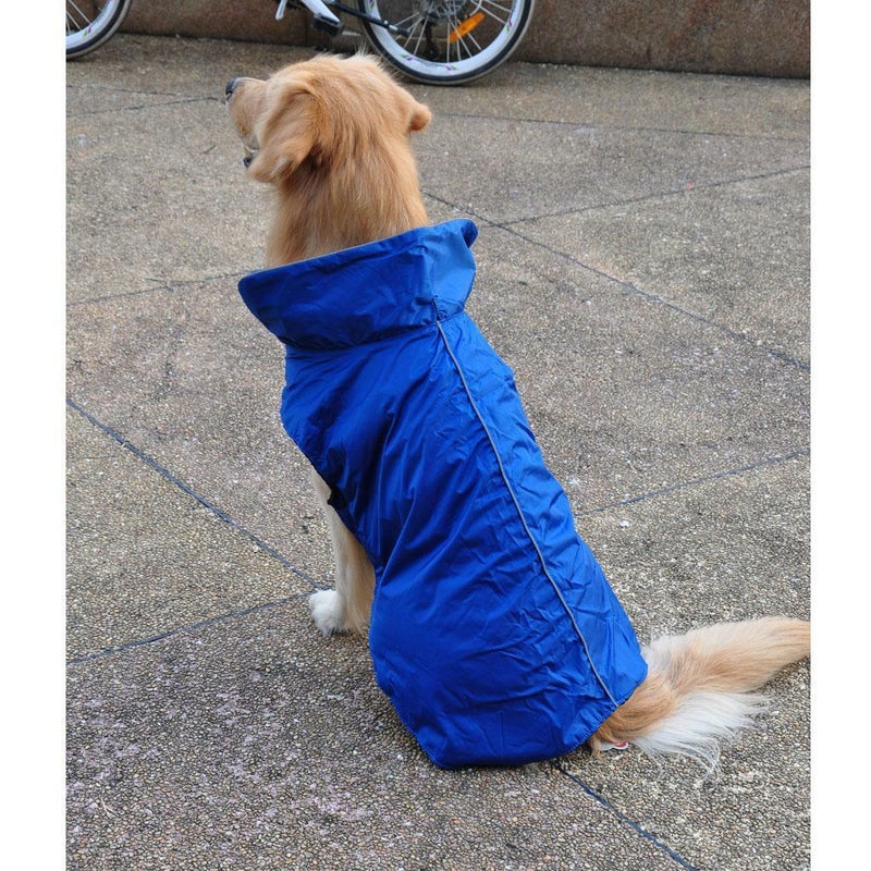 Blue Dog Pet Raincoat Waterproof Outdoor Rain Jacket Fleece Lined Coat S