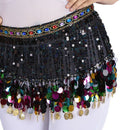 Belly Dance Costume Hip Scarf Hip Wrap Scarf Golden Coin Sequin Belt Skirt