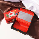 Double Support Embroidered Lipstick Case Holder With Mirror Inside Snap-On M&E