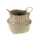 Basket Rattan Folding Wicker Handle Round Natural Sea Grass Plant Storage Wood U