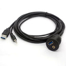 ABS 2M USB AUX Adapter Socket 3.5mm Jack Car Dashboard Mounted Extend Cable EYE