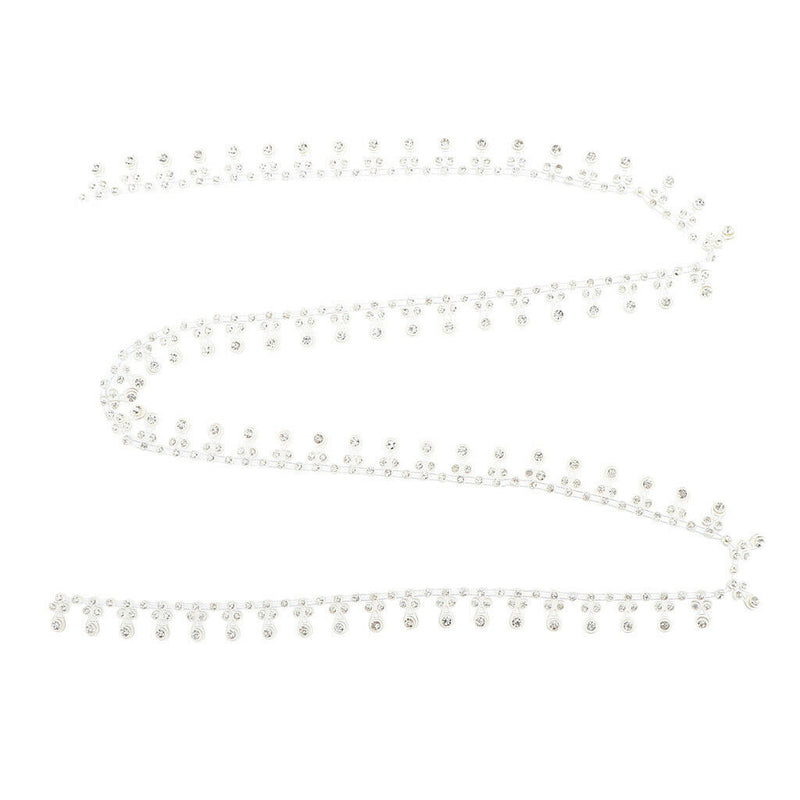 1 Yard White Diamante Trim Crystal Rhinestone Applique Chain Sew On Trimming