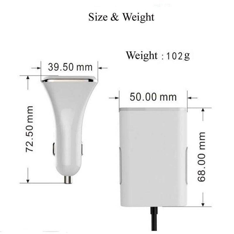 Dual USB Cigarette Socket Lighter Car Charger with 2 Ports USB Adapter White
