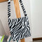 Casual Women Shoulder Trunk Plush Autumn Crossbody Bag Tote (Zebra Pattern)