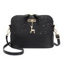 Shell Shoulder Handbag Women Shining Sequins PU Leather Messenger Bag/Black