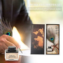 Retro Peafowl Feather Dip Pen Writing Ink Set Fountain Pens Stationery Gift