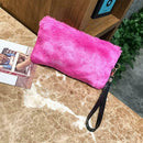 Women Winter Faux Rabbit Hair Clutch Purse Messenger Bags Wallet Satchel Fash
