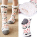 Winter Fleece Anti-slip Ankle Socks Women Men Elk Tree Print Floor Socks