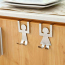 2pcs Cartoon Humanoid Shape Hook Door Back Metal Storage Rack for Kitchen