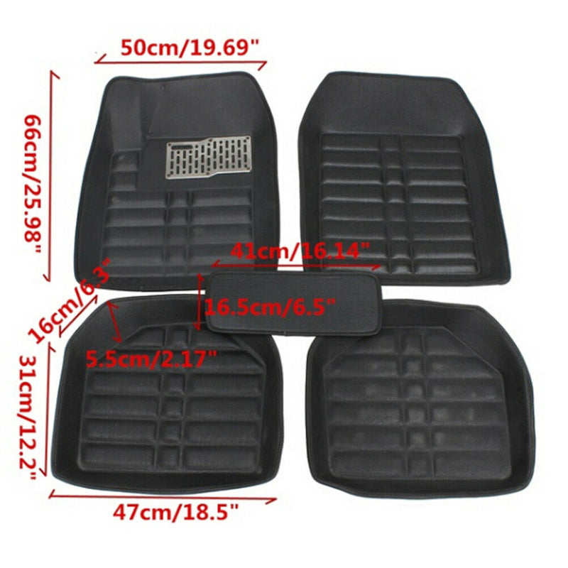 5Pcs/set universal grey car floor mats auto floor liner leather carpet mat B Ew