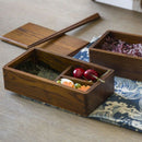 2 Layer Rectangle Wood Lunch Box Japanese Sushi Bento Lunch Box Portable Fo H8L1