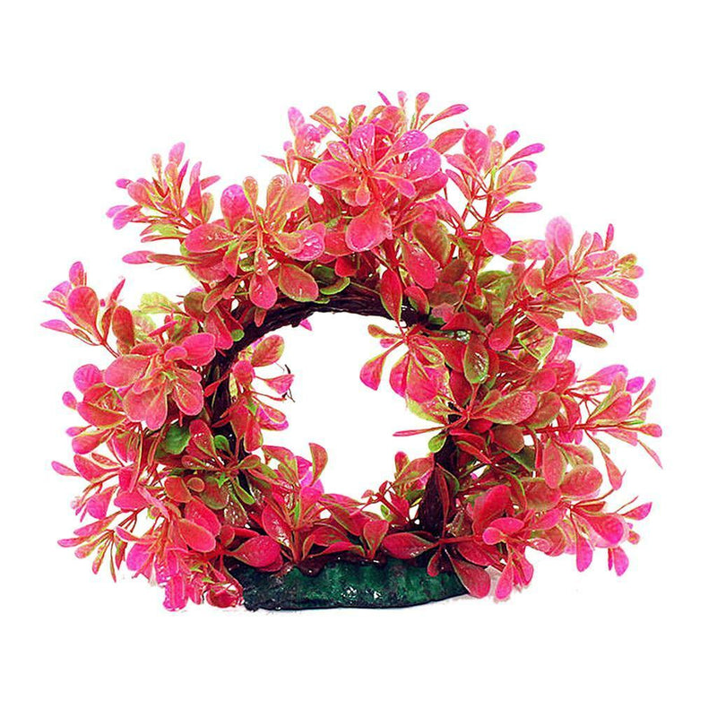 Aquarium Ornament Fish Tank Artificial Water Plant Gate Shape Decor-Red