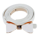 Woman's Candy Color Bowknot PU Leather Waistband - White R1A6