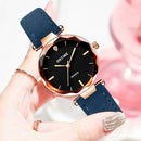 Waterproof Women Rhinestone Watch Lady Analog Quartz Wristwatch (Dark Blue)