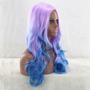 High Temperature Fiber Long Wavy Wigs Women Gradient Middle Part False Hair