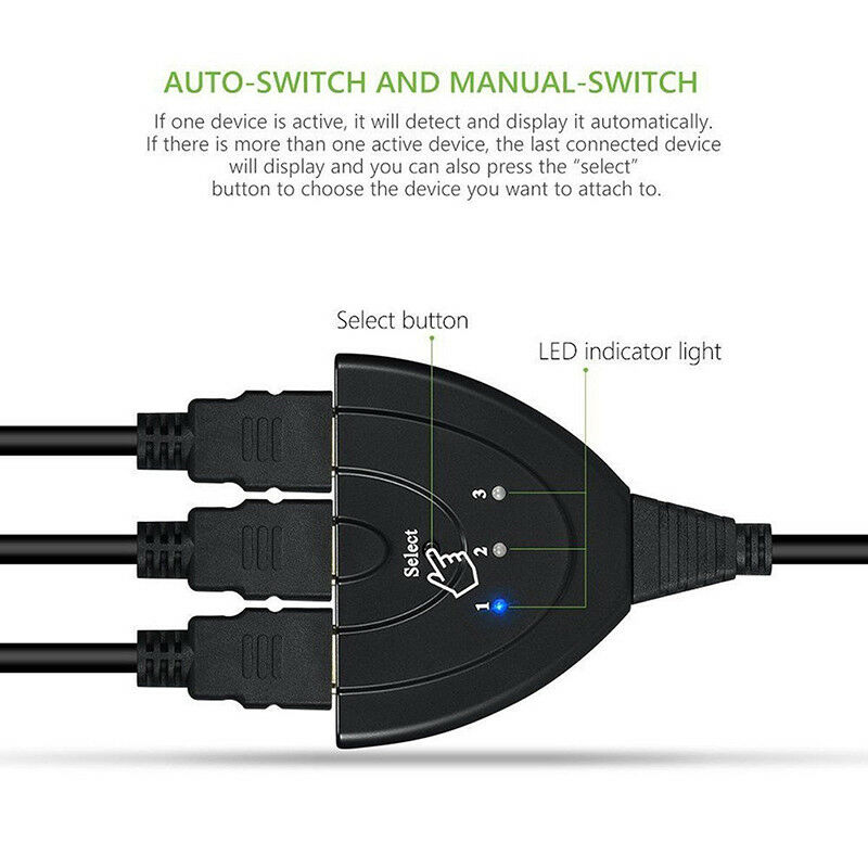 3Port HDMI 1080P 3:1Switcher Adapter for connect multiple device to 1 HDTV TV ï¼W