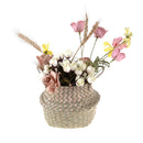 Basket Rattan Folding Wicker Handle Round Natural Sea Grass Plant Storage M&O