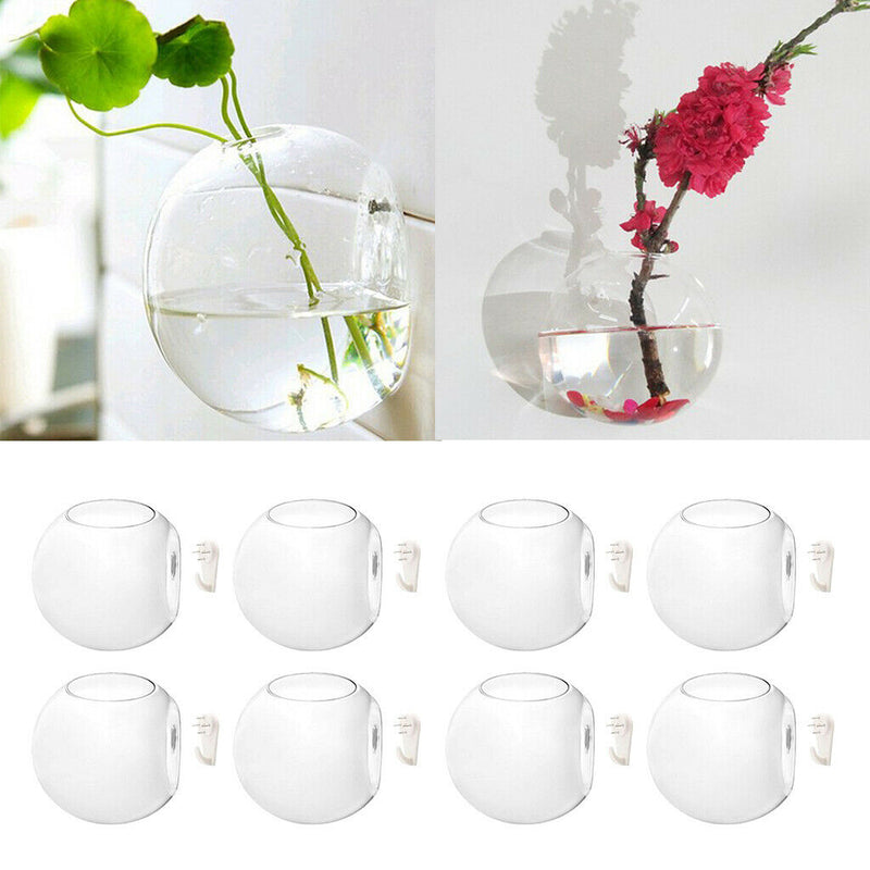 8x Wall Hanging Planter Glass Hydroponic Vase Plant Pot TerrariumBall 10cm