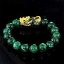 Feng Shui Green Obsidian Alloy Wealth Golden Pixiu Bracelet Good Lucky Jewelry
