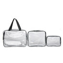 Hot 3pcs Clear Cosmetic Toiletry PVC Travel Wash Makeup Bag  Black A