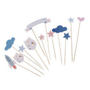 72pcs Happy Birthday Cake Banner Flag Baby Girl Baby Shower Cake Food Picks