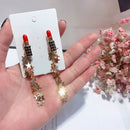 Red Lipstick Earrings For Women Long Star Tassel Drop Dangle Earring Fashio