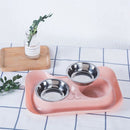 Double Dog Bowl Universal Pet Feeder Teddy Food Bowl Stainless Steel Cat Do