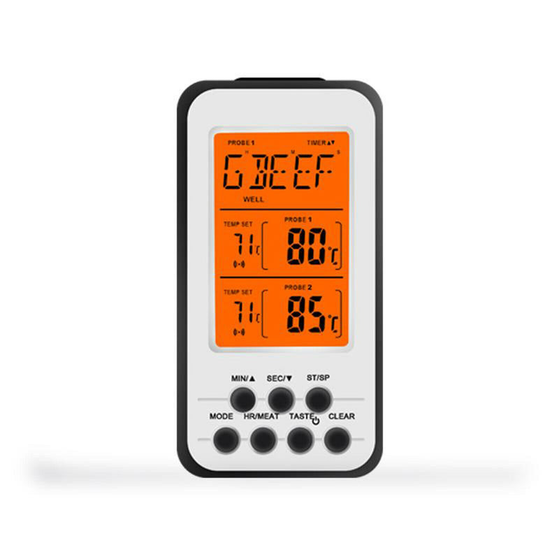 Instant Read Wireless Digital BBQ Meat Thermometer w/ Dual Probes Time Alarm