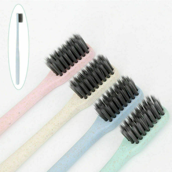 1x Soft Bamboo Charcoal Toothbrush Nano Brush Oral Dental Clean Wheat straw