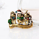 "Friends Are The Greatest Gift" Cat Enamel Rhinestone Brooch Pin for Women  E4H5