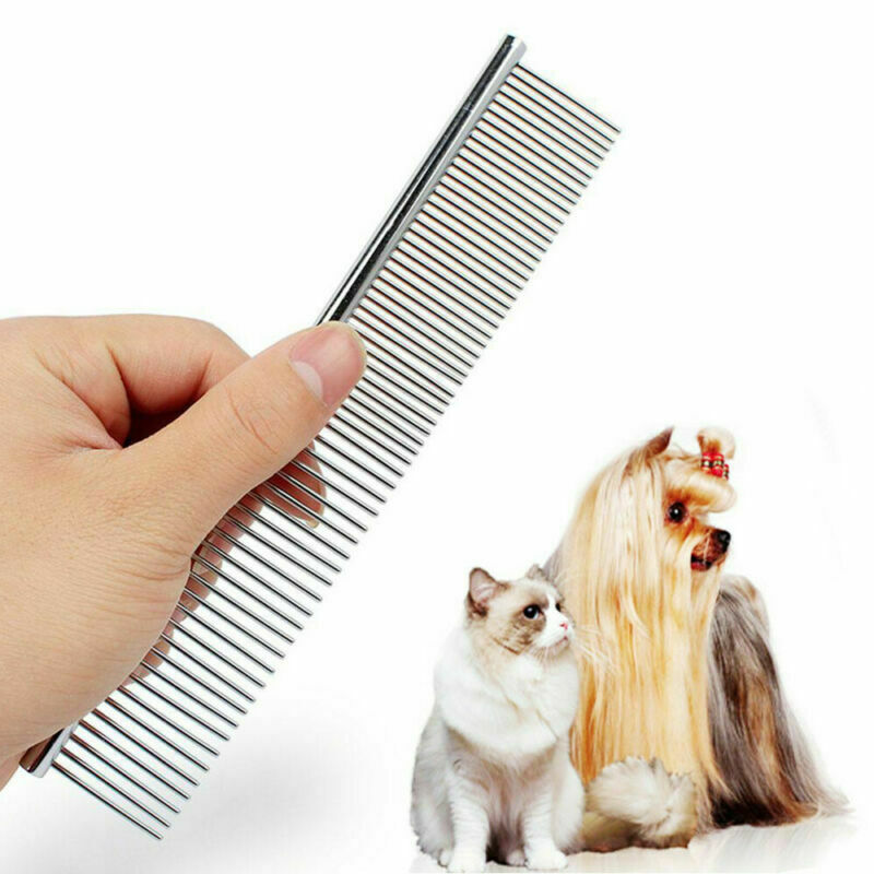 Pet Cat Dog Stainless Steel Double Row Teeth Grooming Hair Comb Brush Fur Rake