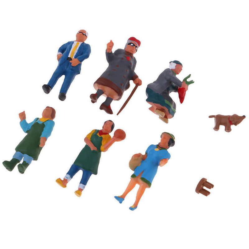 6pcs HO Scale People Miniatures for Sand Table Market Scenery Diorama Layout