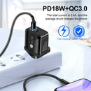 18W PD QC3.0 USB Charger USB C Quick Charge 3.0 Wall Charger (UK Black) A