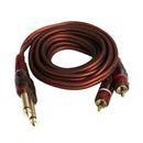 Dual 6.35mm to 2RCA Audio Auxiliary Stereo Y Splitter Cable (5ft)