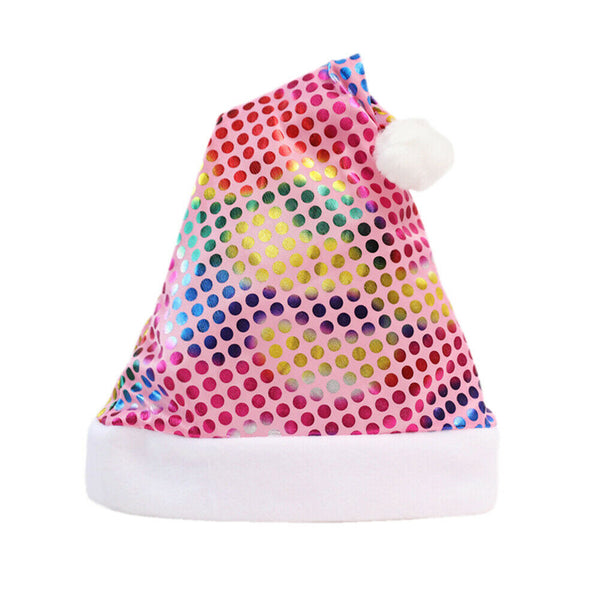Colorful Santa Claus Sequins Hat Christmas Decor Cap for Kids Gifts (Pink) A#S