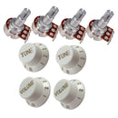 4 Piece White Speed Control Knobs 2 Volume 2 Tones and 4 Piece Guitar