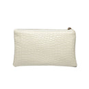 Retro Crocodile Leather Women Clutch Bag Zipper Purse Solid Handbag (White)