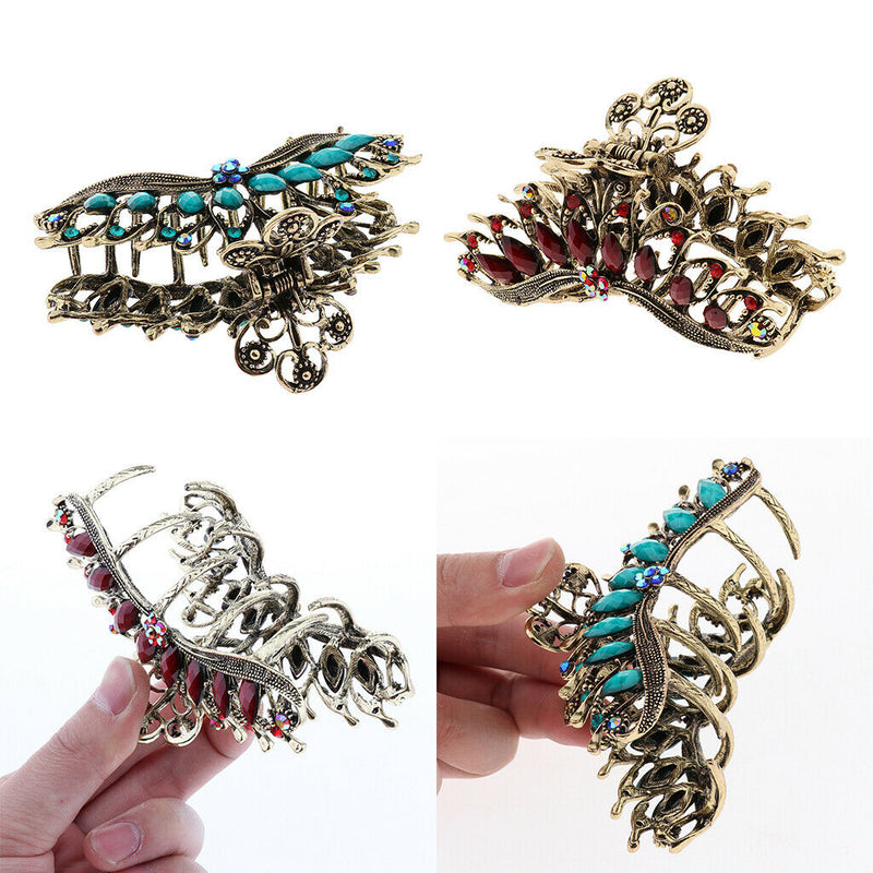 2pcs Metal Hair  Clip Hairpin Rhinestone Retro Gift