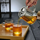 Glass Teapot With Stainless Steel Infuser Strainer Heat Resistant 400ml