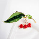 Enamel Cherry Piercing Brooch Pin Collar Decor Badge Corsage Jewelry Women G JR
