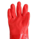 Waterof Gauntlet Gloves Long Heavy Duty Rubber PVC Red Coated 45cm V9J7