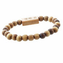 Brown Wood Beads Chinese Character Words Buddha Carved Bracelet 8.2" Girth K9G9
