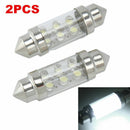 2X White 36mm 6SMD Festoon LED Interior Dome Map License Light Bulb