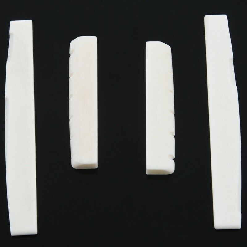 2 Sets of 4pcs 6 String Acoustic Guitar Bone Bridge Saddle and Nut Made of
