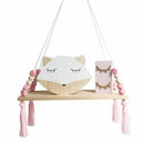 Wooden Wall shelf Hanging Tassel Children baby Nordic Style Wall Frame pink Q5A5